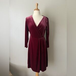 A New Day Velvet Mock Wrap Dress | Dark Mauve Pink | Size Medium